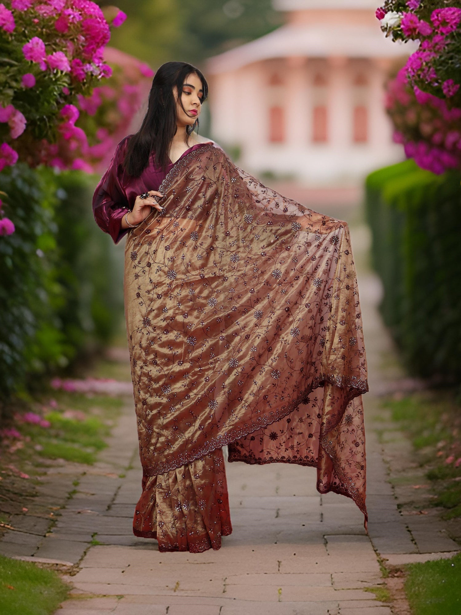 Designer Saree with Embroidery &amp; Heavy Sequin Work by Shreekama