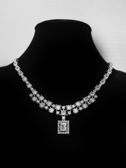 Silver Plated AD Necklace Set