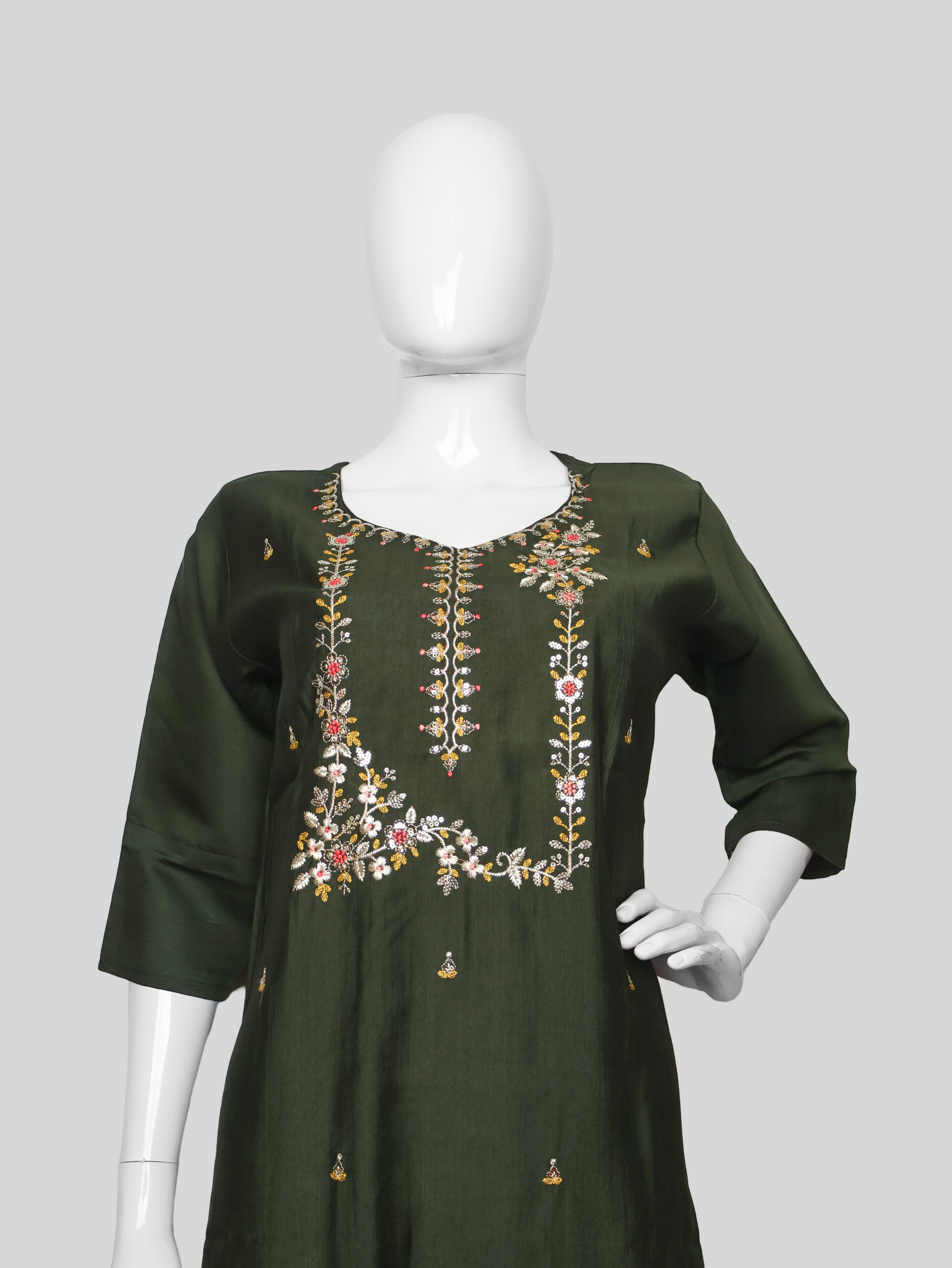 Cotton Kurti with Beautifully Embroidered Neckline