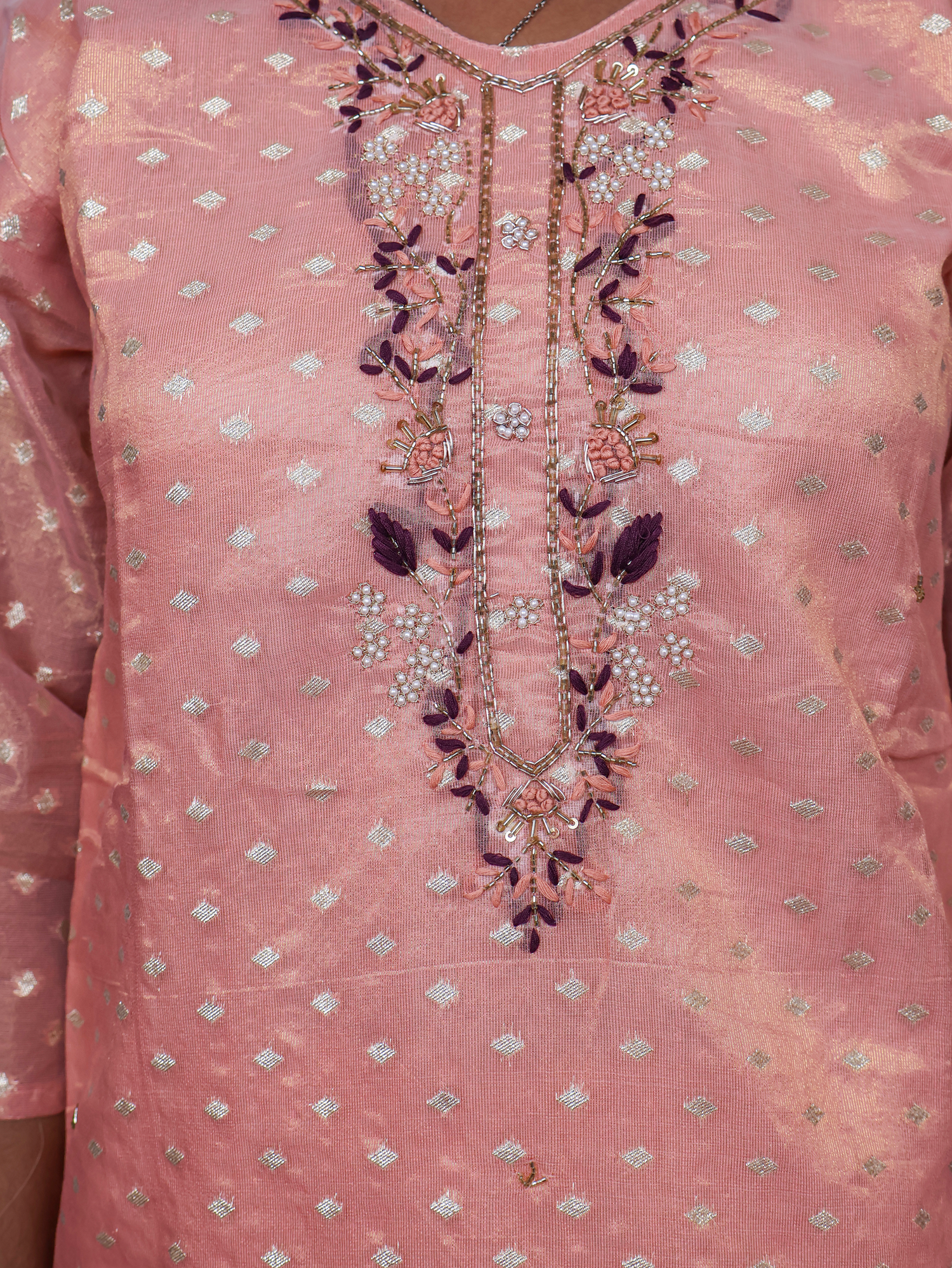 Silk Embroidered Straight Kurti with Pant and Dupatta