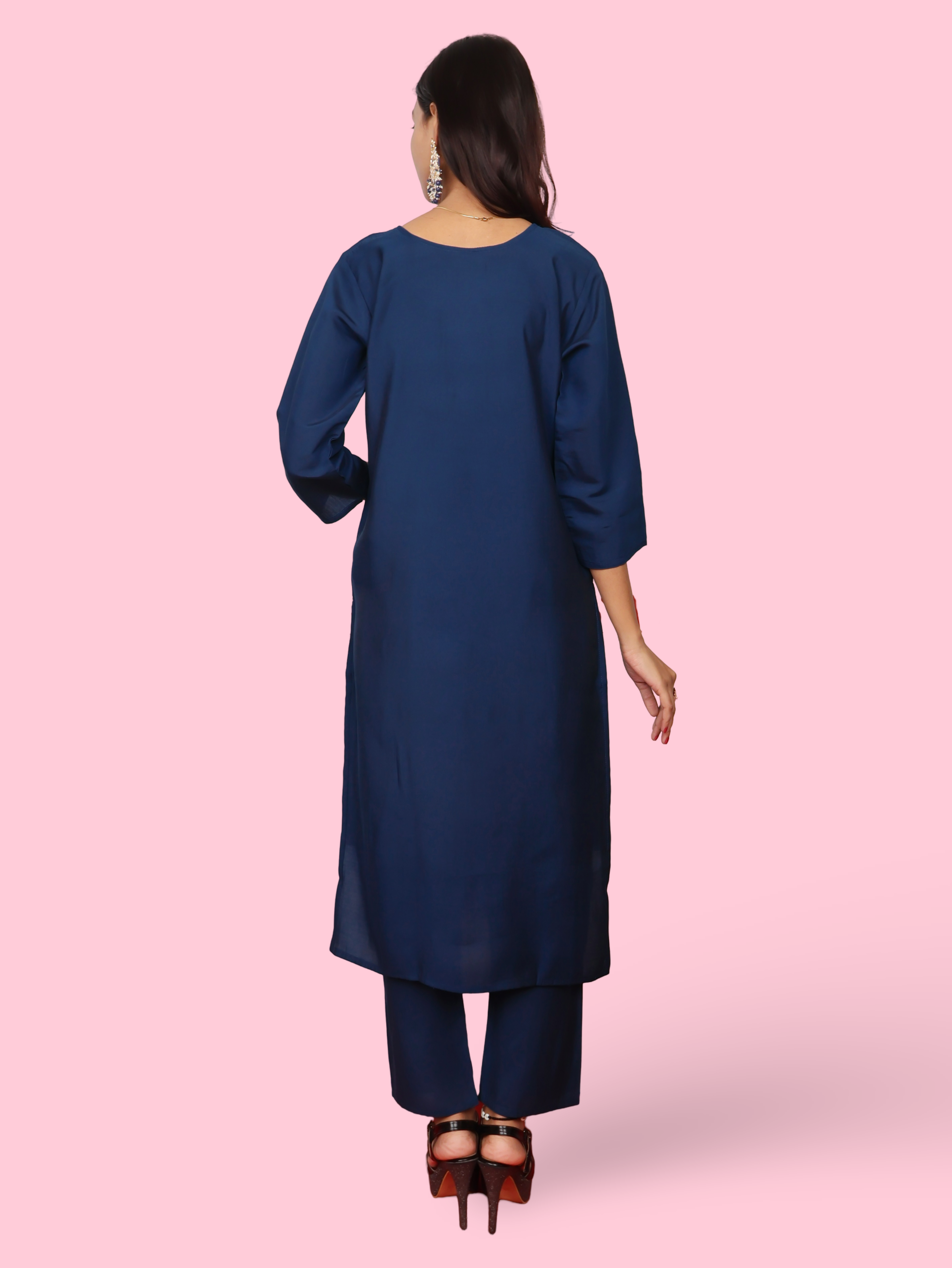 Embroidered Straight Kurta Set with Pant and Dupatta