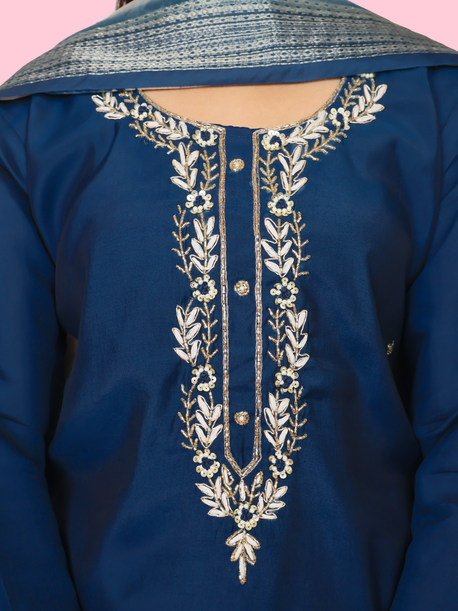 Embroidered Straight Kurta Set with Pant and Dupatta