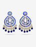 Jewels Chandbali Earrings for Women with Kundan Stones and Beads by Shreekama Navy Blue Fashion Jewelry for Party Festival Wedding Occasion in Noida