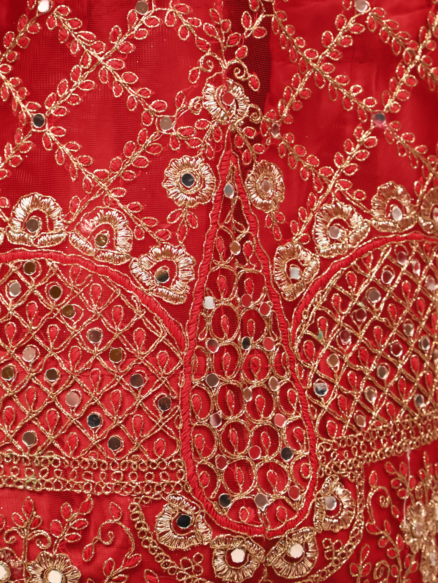 Semi-Stitched Lehenga Embroidery &amp; Zari Thread Work by Shreekama Red Semi-Stitched Lehenga for Party Festival Wedding Occasion in Noida