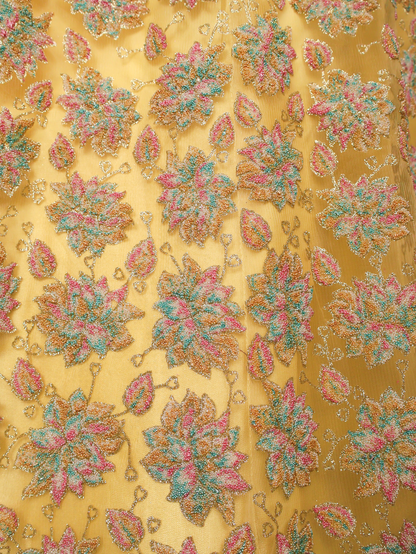 Semi-Stitched Lehenga with Soft Net Fabric &amp; Multi beads work by Shreekama Lemon Yellow Semi-Stitched Lehenga for Party Festival Wedding Occasion in Noida