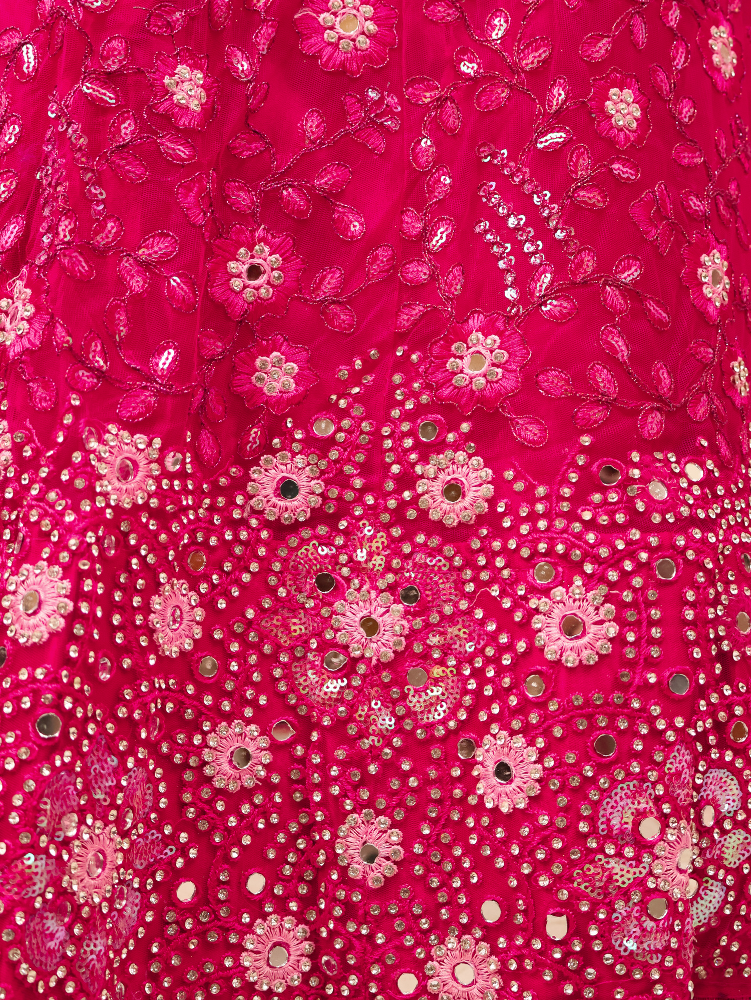 Semi-Stitched Lehenga with Sequin &amp; Embroidery Work by Shreekama Magenta Pink Semi-Stitched Lehenga for Party Festival Wedding Occasion in Noida