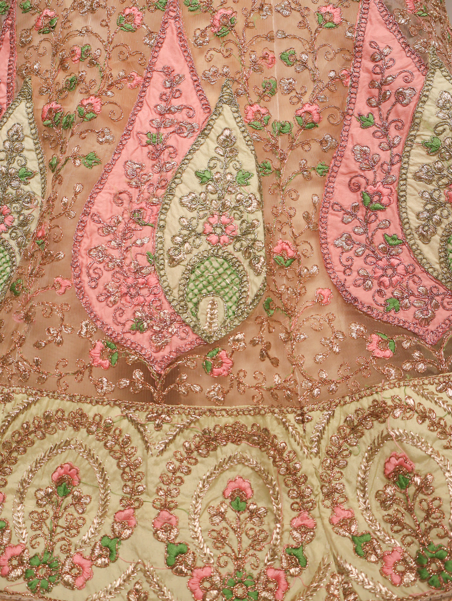 Semi-Stitched Lehenga with Soft Net Fabric &amp; Zari Thread Work by Shreekama Beige Semi-Stitched Lehenga for Party Festival Wedding Occasion in Noida