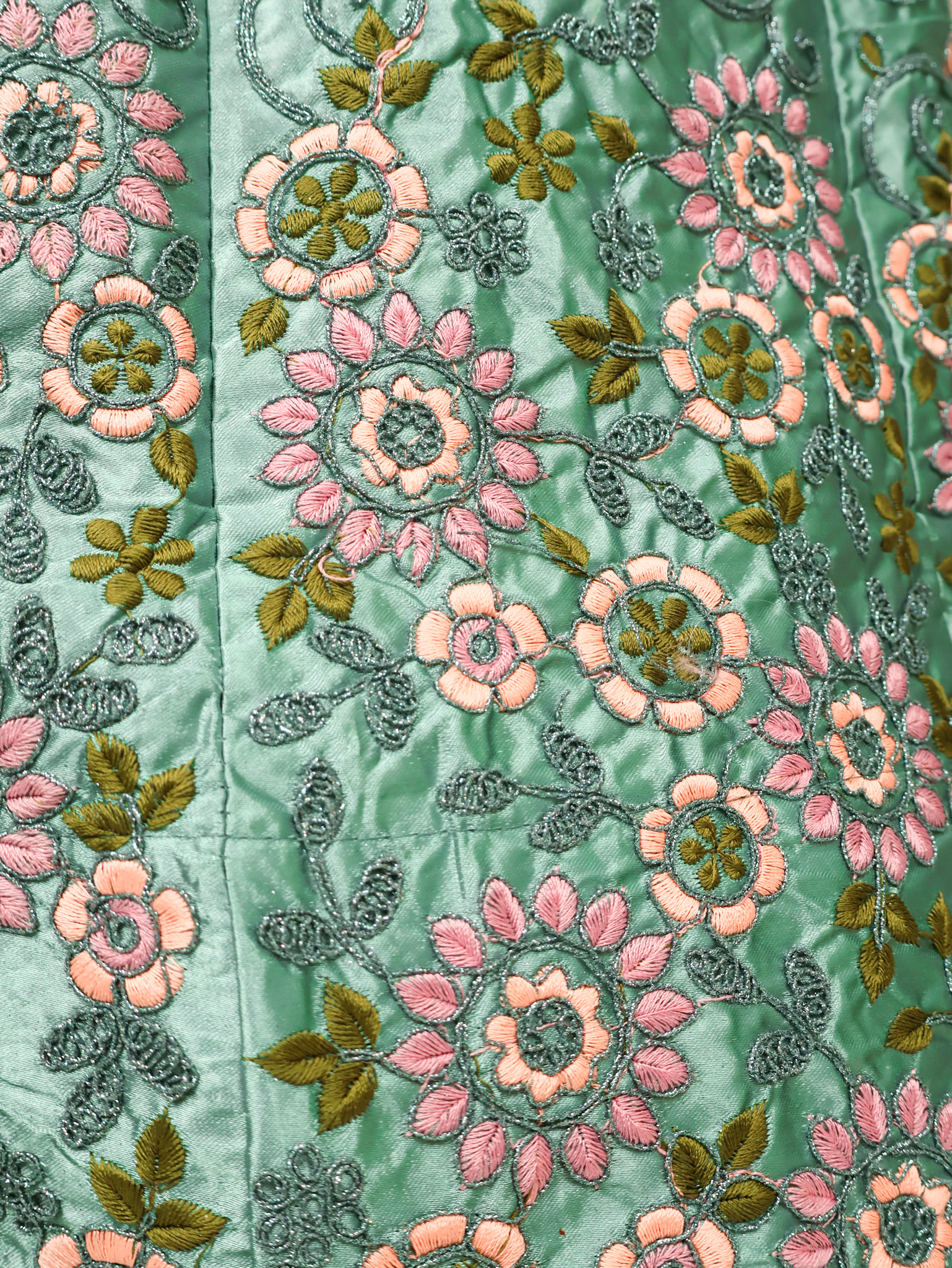 Semi-Stitched Lehenga with Soft Net Fabric &amp; Zari Thread Work by Shreekama Sage Green Semi-Stitched Lehenga for Party Festival Wedding Occasion in Noida