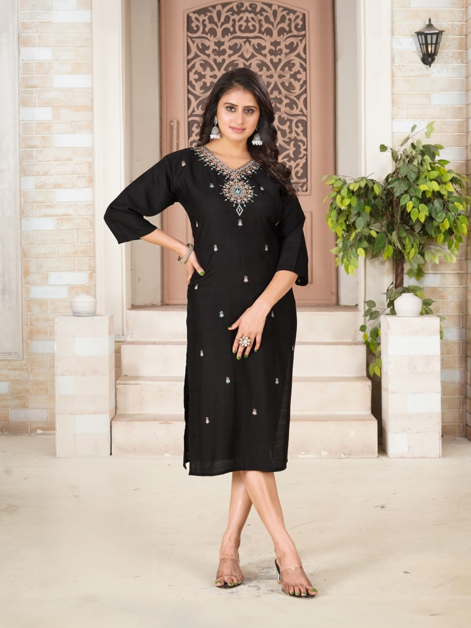 Cotton Kurti with Beautifully Embroidered Neckline